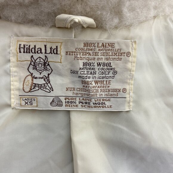 Vintage Hilda Ltd Made In Iceland Virgin Wool Sweater Jacket Coat Womens XS/S - Picture 3 of 9